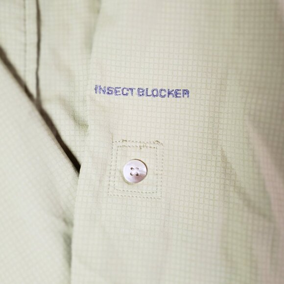 Columbia Insect Blocker Mens Button Down Shirt XL Green Mini Check Long Sleeve - Picture 5 of 12